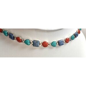 Carolyn Pollack Relios 925 Reversible Turquoise Coral Lapis Bracelet